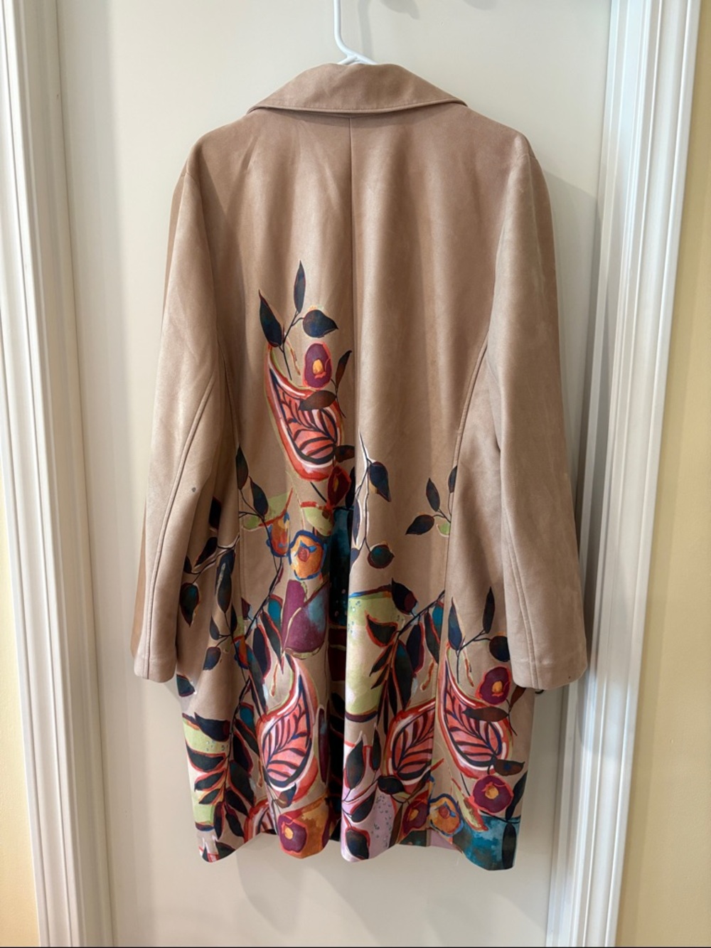 Chico's Beige Trench Coat with Multicolor Floral Art - Picture 4 of 6